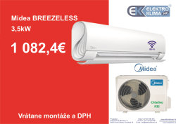 Klimatizácia Midea BREEZELESS MSFAAU-12HRFN8 s montážou